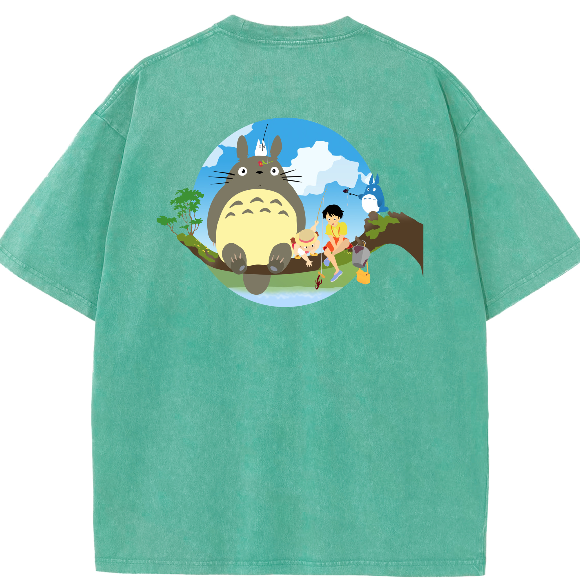 （画像用） となりのトトロ 草壁メイ 草壁サツキ My Neighbor Totoro Satsuki Kusakabe Mei Kusakabe 綿100% ヴィンテージ風 半袖Tシャツ（背面プリント）